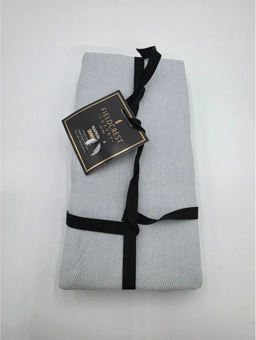Fieldcrest Luxury Linen & Cotton Blend Napkins, 4 Pack, 20x20 inches, Light Gray